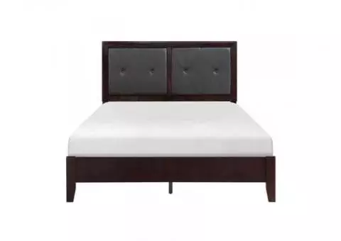 New Queen Bed Frame - Leather Headboard - Edina Collection - New (Still in Box - Unopened)